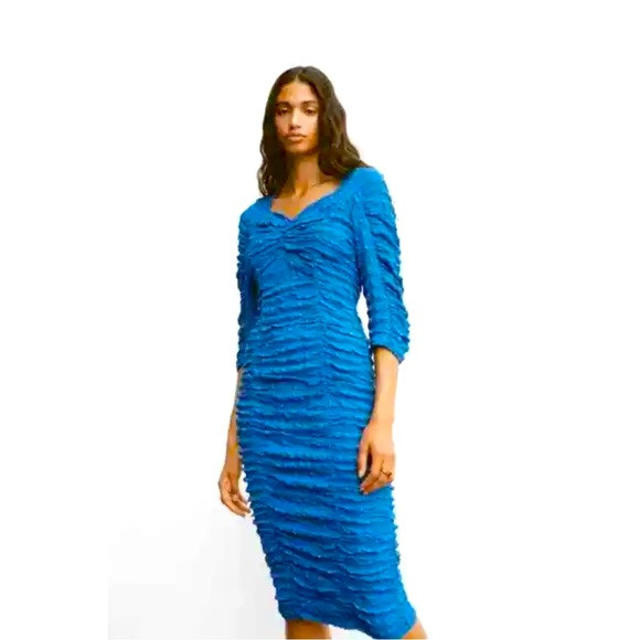 Zara Dresses & Skirts - 🧡$5 for 🧡$25 ZARA Blue Ruched Textured Dress